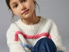 Kids ONLY birch/confetti/soft chambray/clematis blue striped o-neck knit sweater